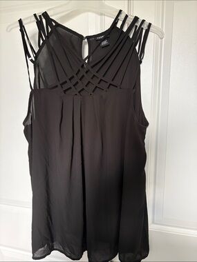 torrid Black Strappy Crisscross Chiffon Tank